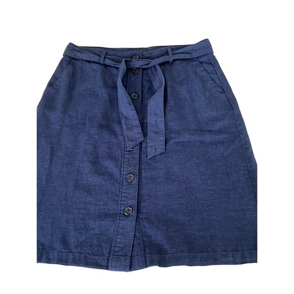 Liz Claiborne- Vintage Tie-waist Navy Blue Button Front Skirt Size 8 - Picture 5 of 7